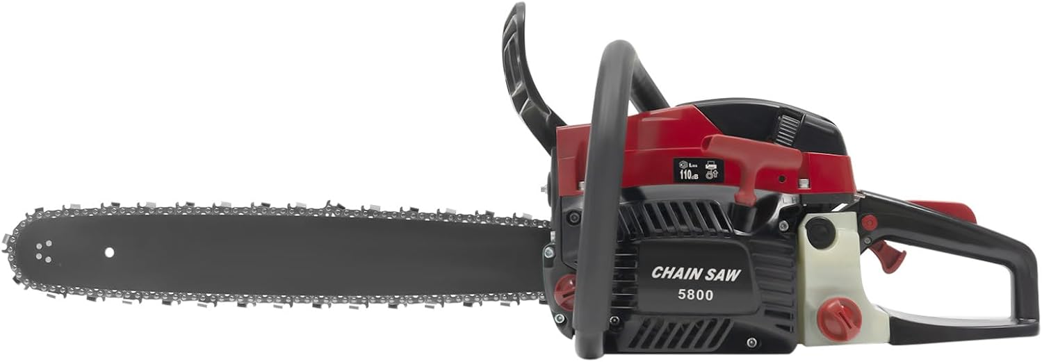 58CC 2-Cycle Gas Powered Chainsaw, 20-Inch Top Handle Chain Saw with Hand-Pull Start, Professional Wood Cutting Tools, Effectively Reduce Noise and Vibration