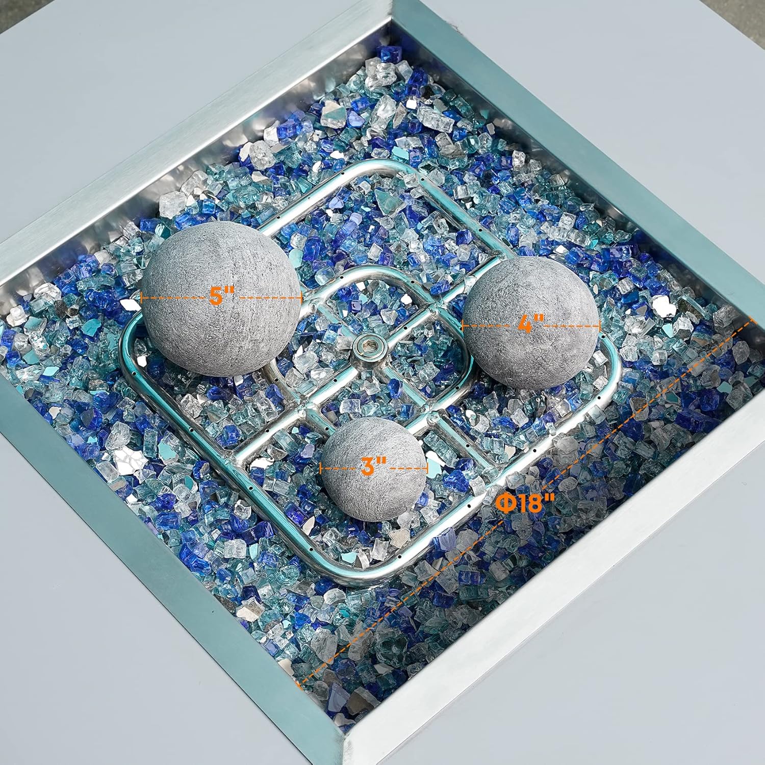 Stanbroil Ceramic Balls - 5” Round Fire Stones for Fire Pit Fire Bowl and Fireplace - Set of 6, Gray