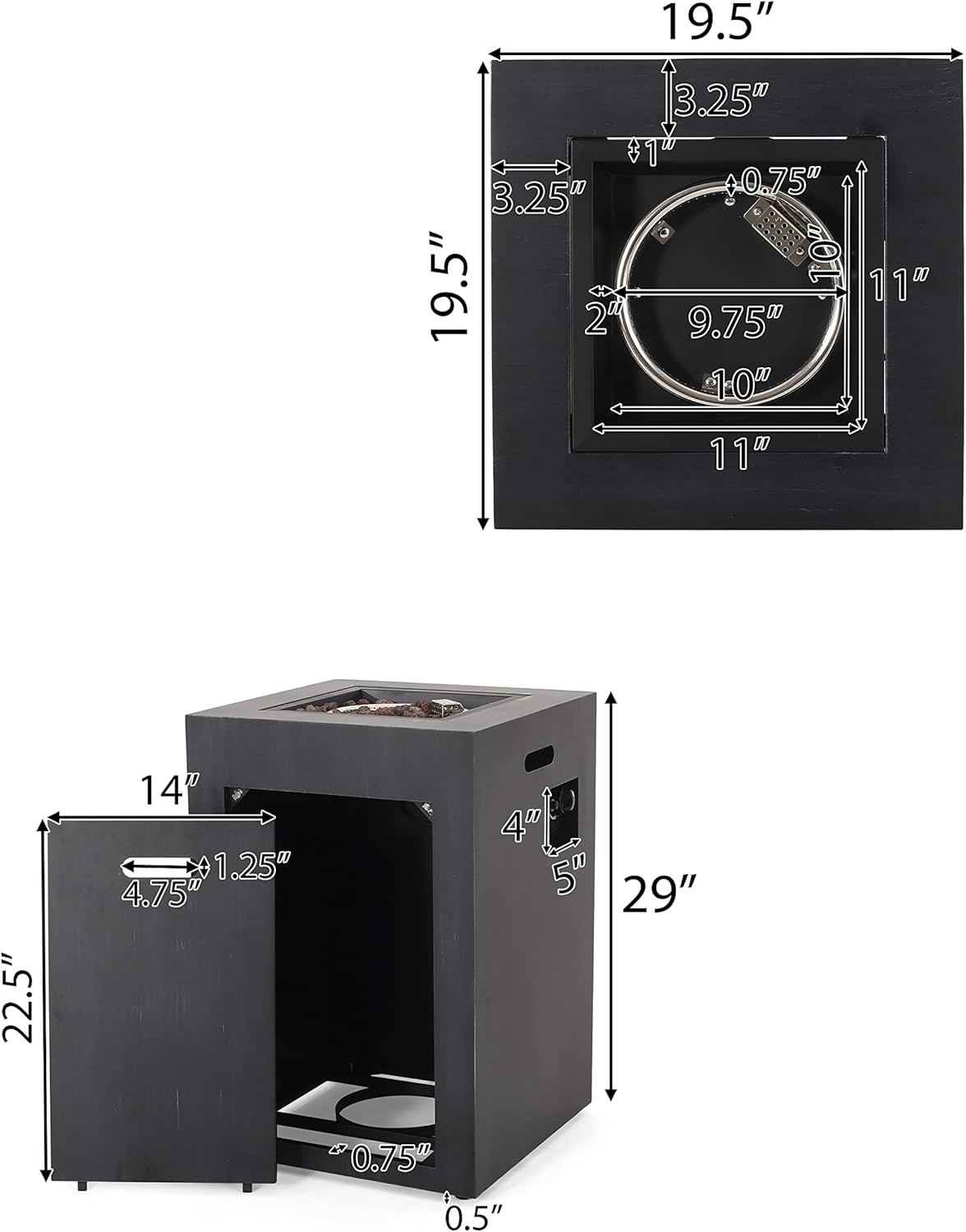 Christopher Knight Home 317232 Wellington Fire Pit, Brushed Black