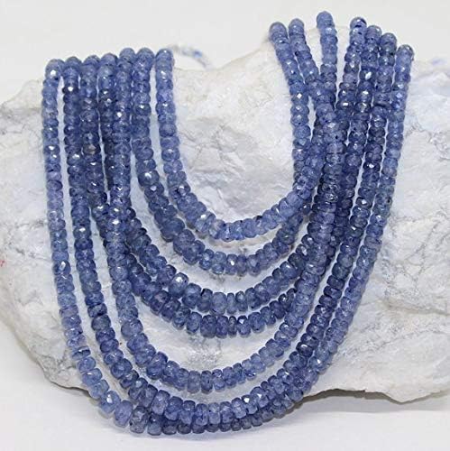JEWELZ multi strand natural blue sapphire faceted rondelle gemstone necklace/september birth stone beads jewelry unique gift necklace