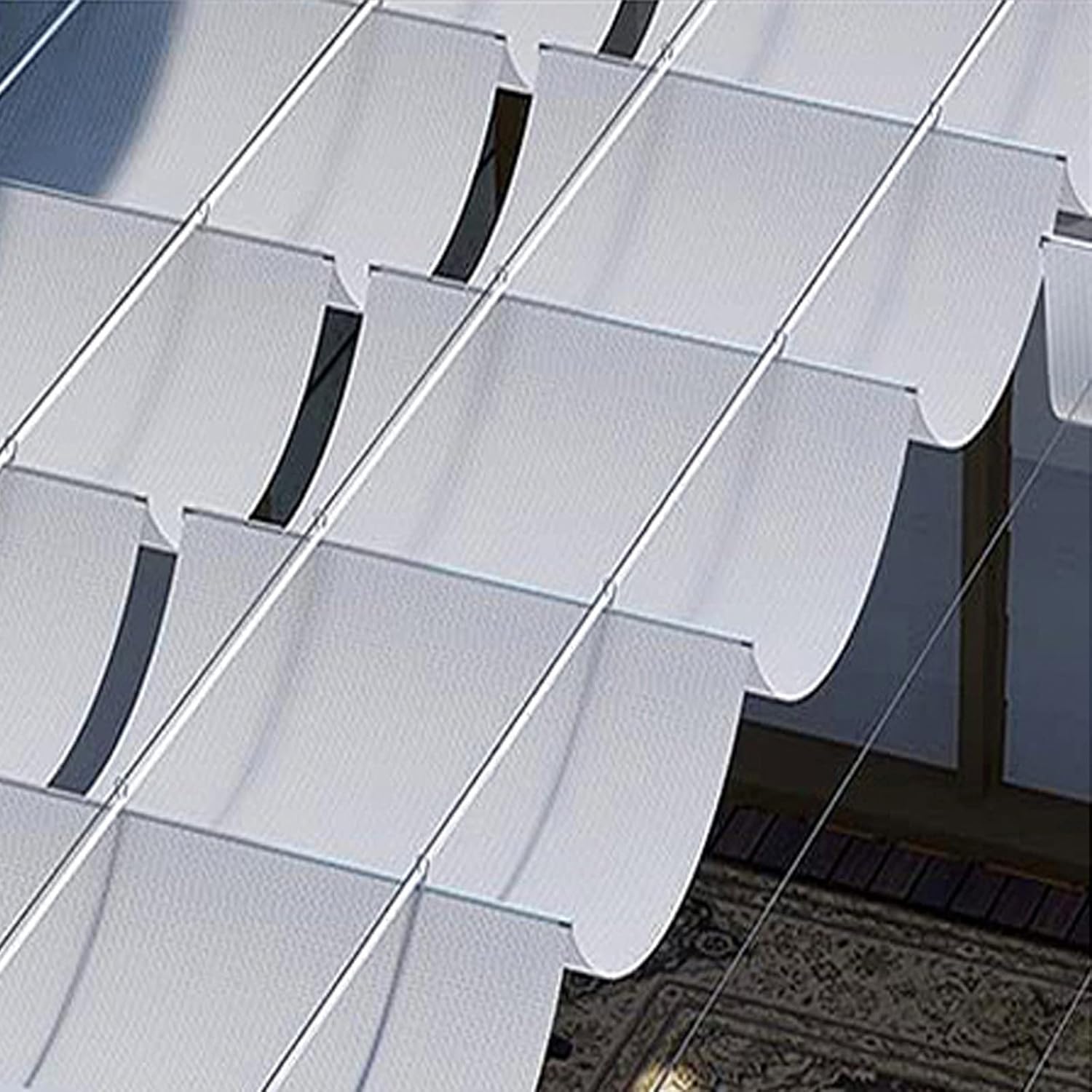 Wave Shade Sail Awning,U Shape Sunblock Shade Cloth,Wave Sail,Retractable Awning,Slide Wire Shade Sail,Heat Resistant/Breathable,for Patio Pergola,with Accessories (4.5x49ft)