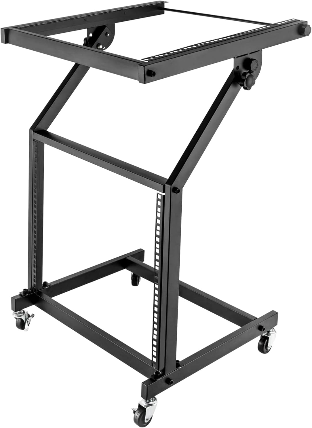 LYNICESHOP 9U Professional DJ Stand, Rack Mount Mixer Case Stand Studio Equipment Cart Stage Amp DJ Rolling Black Stage Amp DJ Rolling Black for Homes, Offices, Music Studios, Performance Stages