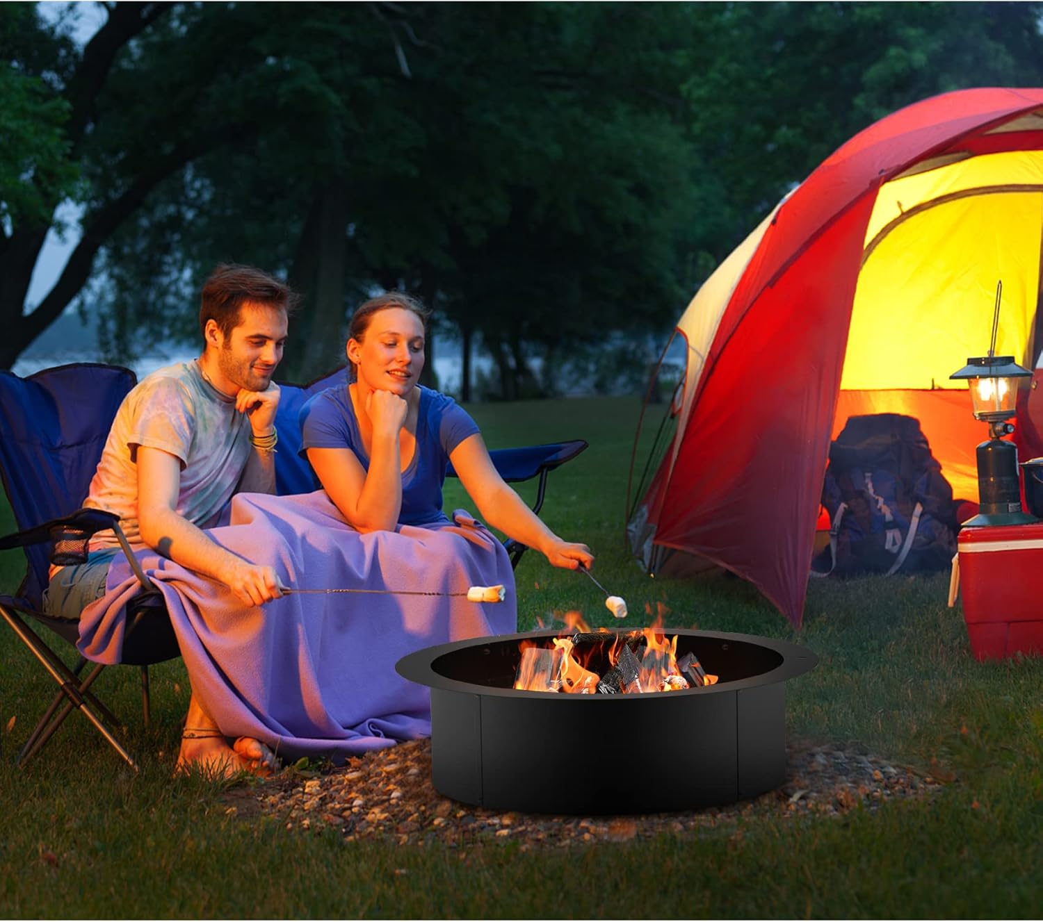 Stanbroil Outdoor Fire Pit Ring 36 Inch Outer/30 Inch Inner Diameter, 2mm Thickness Steel Round Wood Burning Firepit for Outside, DIY Fire Ring Liner Insert for Above or In-Ground Backyard Bonfire