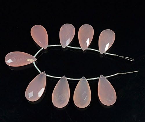 13 inch natural beads strand of 25x13mm faceted pear pink chalcedony gemstone briolletes beads for DIY jewelry - necklace, bracelet, earring, ring.