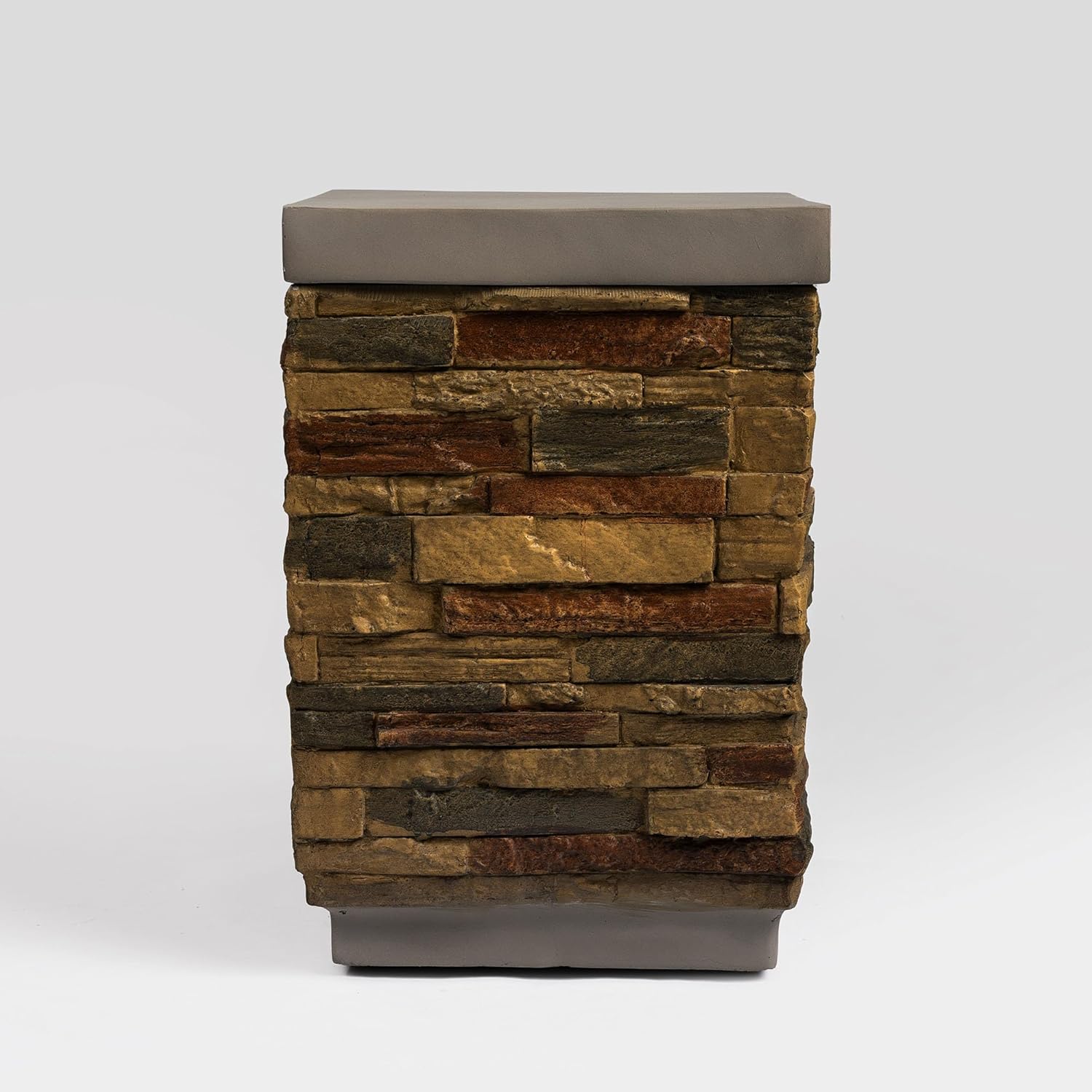 Propane Tank Holder Fire Pit Cover – Sandstone Side Table For Outdoor & Indoor Use, Durable & Stylish Tank Stand For Backyard, Patio, Living Room (1 Doors)