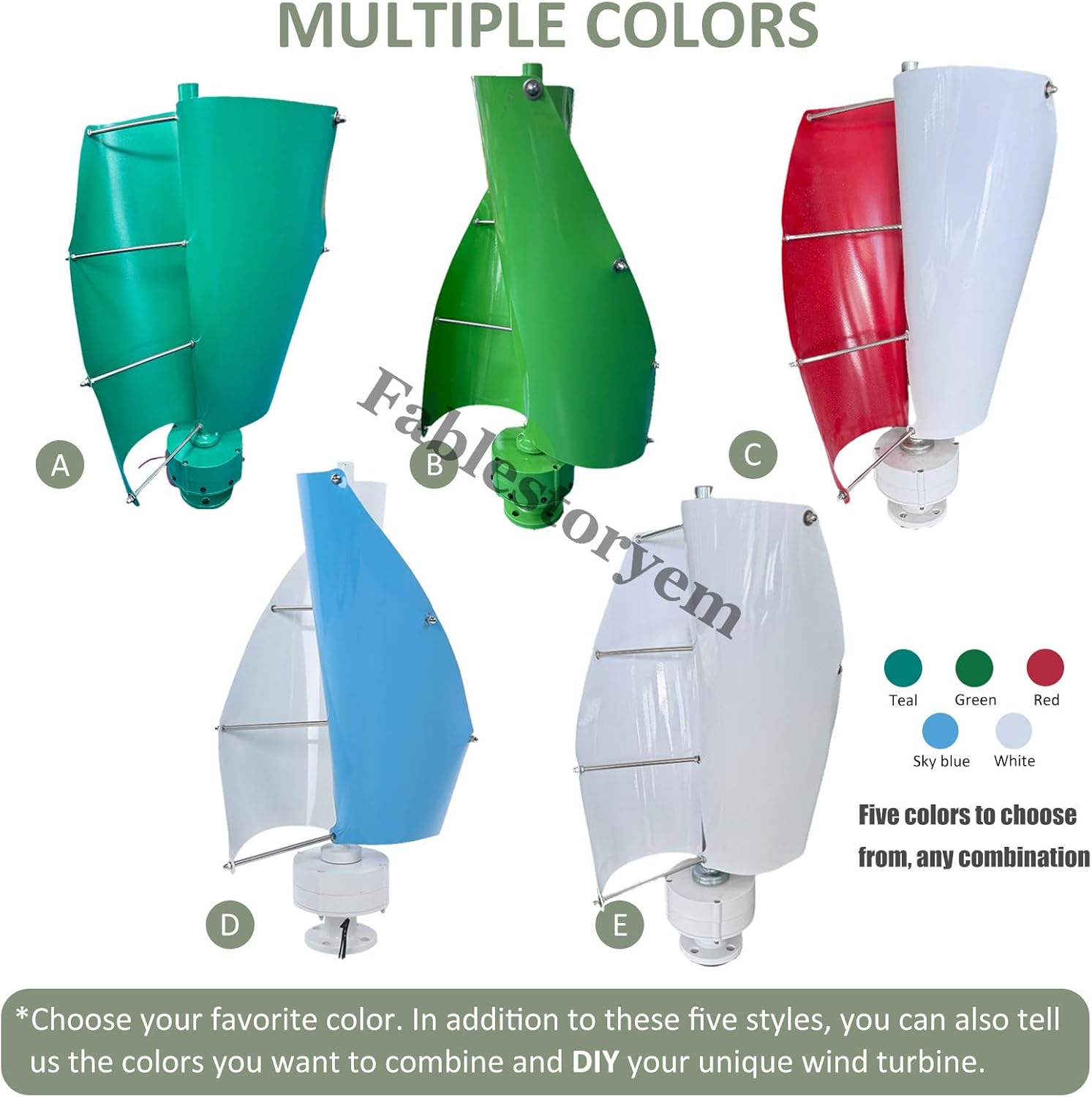 12000W Vertical Wind Turbine Generator Kit, 12V/24V/48V 2 Blades Helical Magnetic Levitation Shaft Vertical Wind Turbine with MPPT Controller, Suitable for Home Factory Use,E-24V