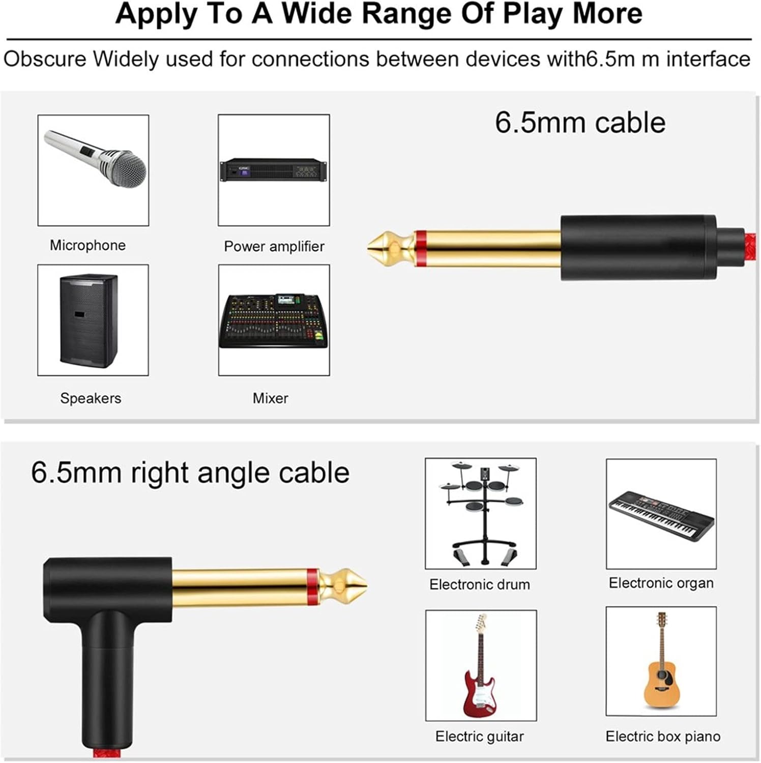 Guitar Cable 6.5mm Output Guitar Cable 6.5mm to 6.5mm Male to Male for Guitar Mixer Amplifier Bass Cable (Color : 15m)