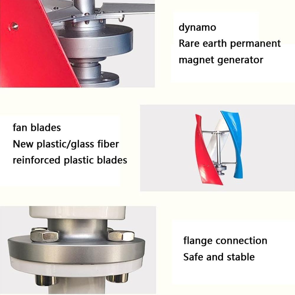 Wind Turbine Generator Kit 8000W 3 Blade Portable Vertical Wind Power Turbine Generator Kit with Charge Controller Wind Turbine