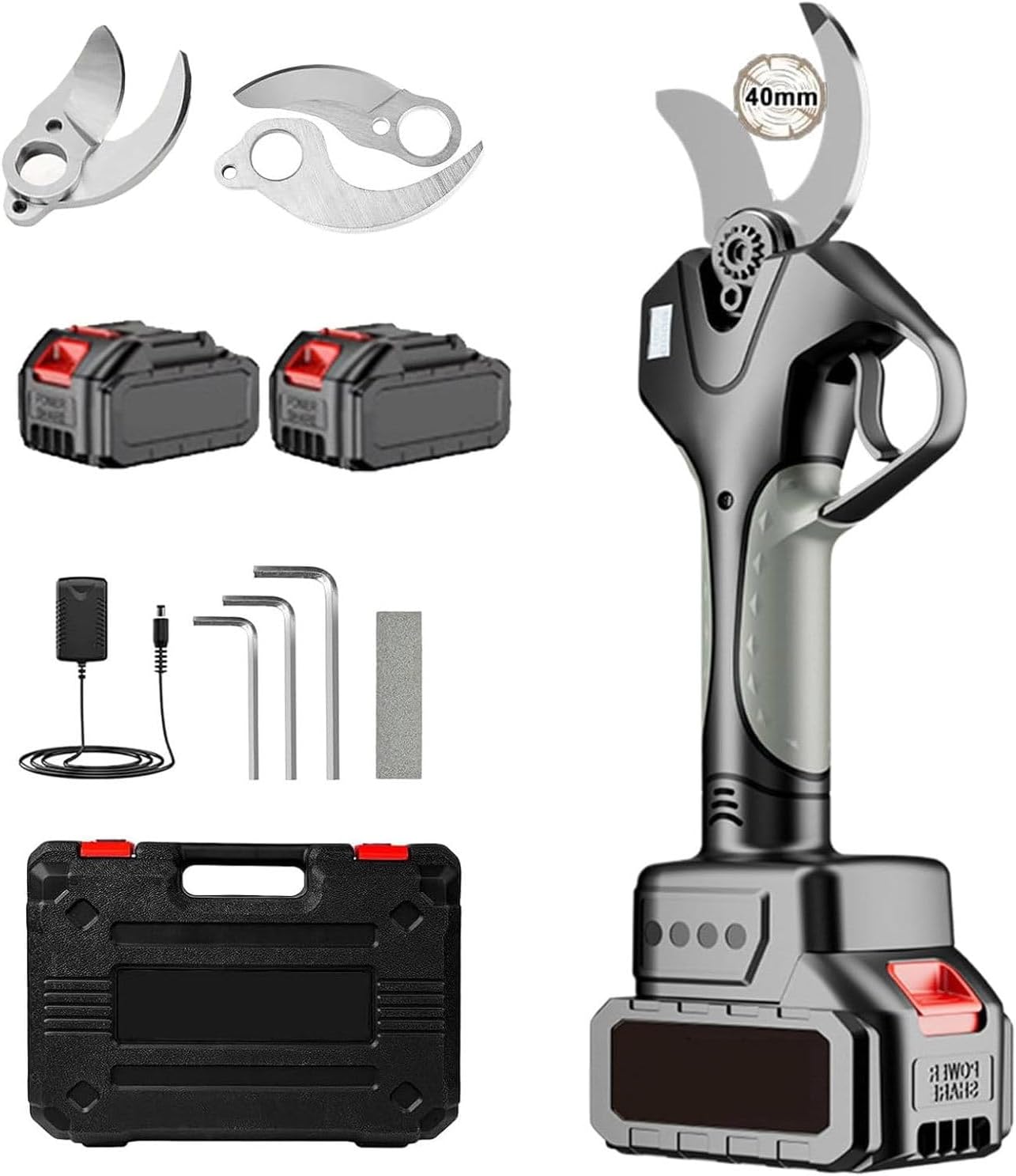 Electric Pruner, Extendable Tree Pruning Pruner 21V Cordless Electric Pruning Shears, 2 x 1.5Ah Battery Powered Pole Pruner for Tree Trimming, with 2.1m Telescopic Pole,WithoutExtensionPole