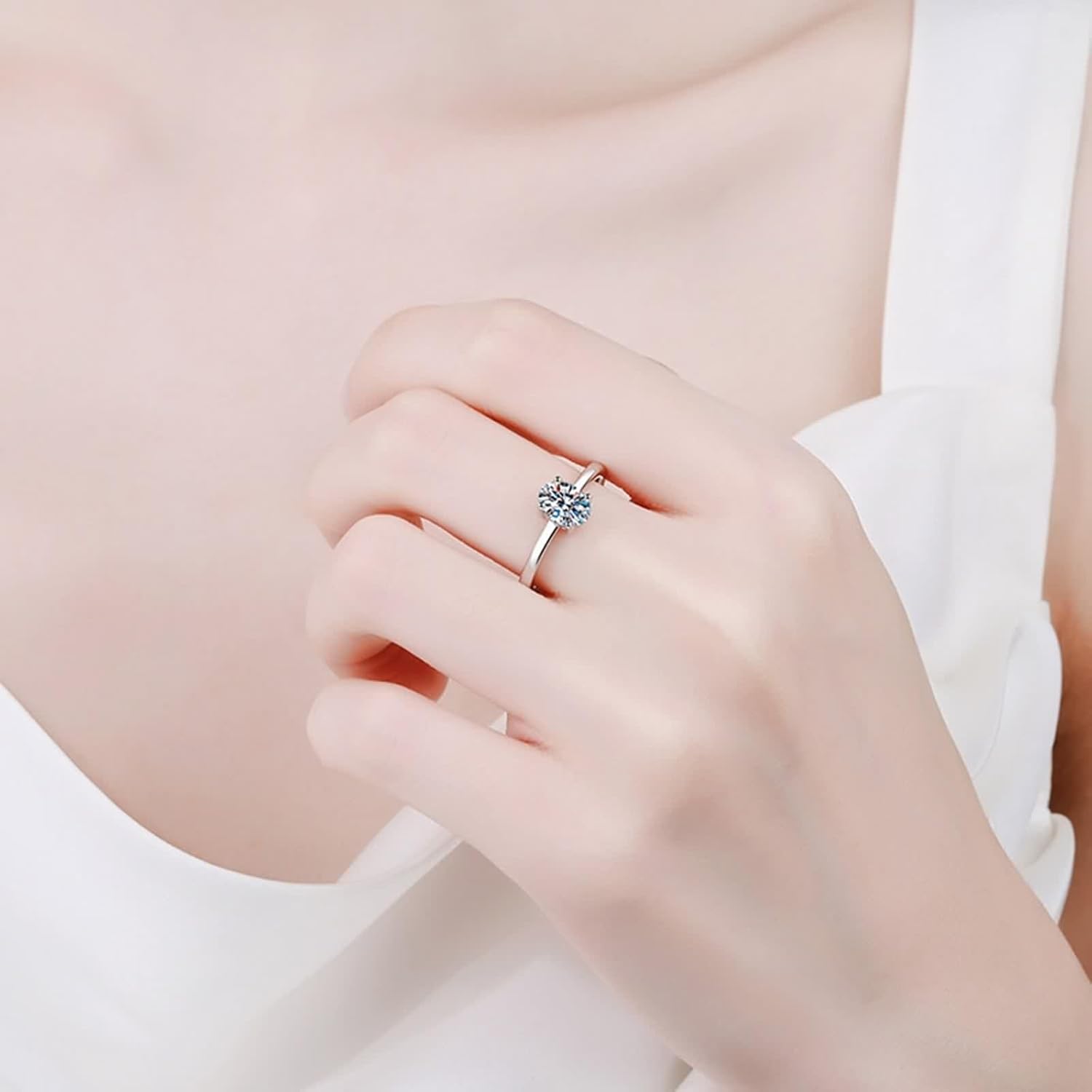 Lab Grown Diamond Wedding Band Women, Vintage Ring 14K/18K White Gold Oval Silver Fashion Jewelry for Wife Size 4-10