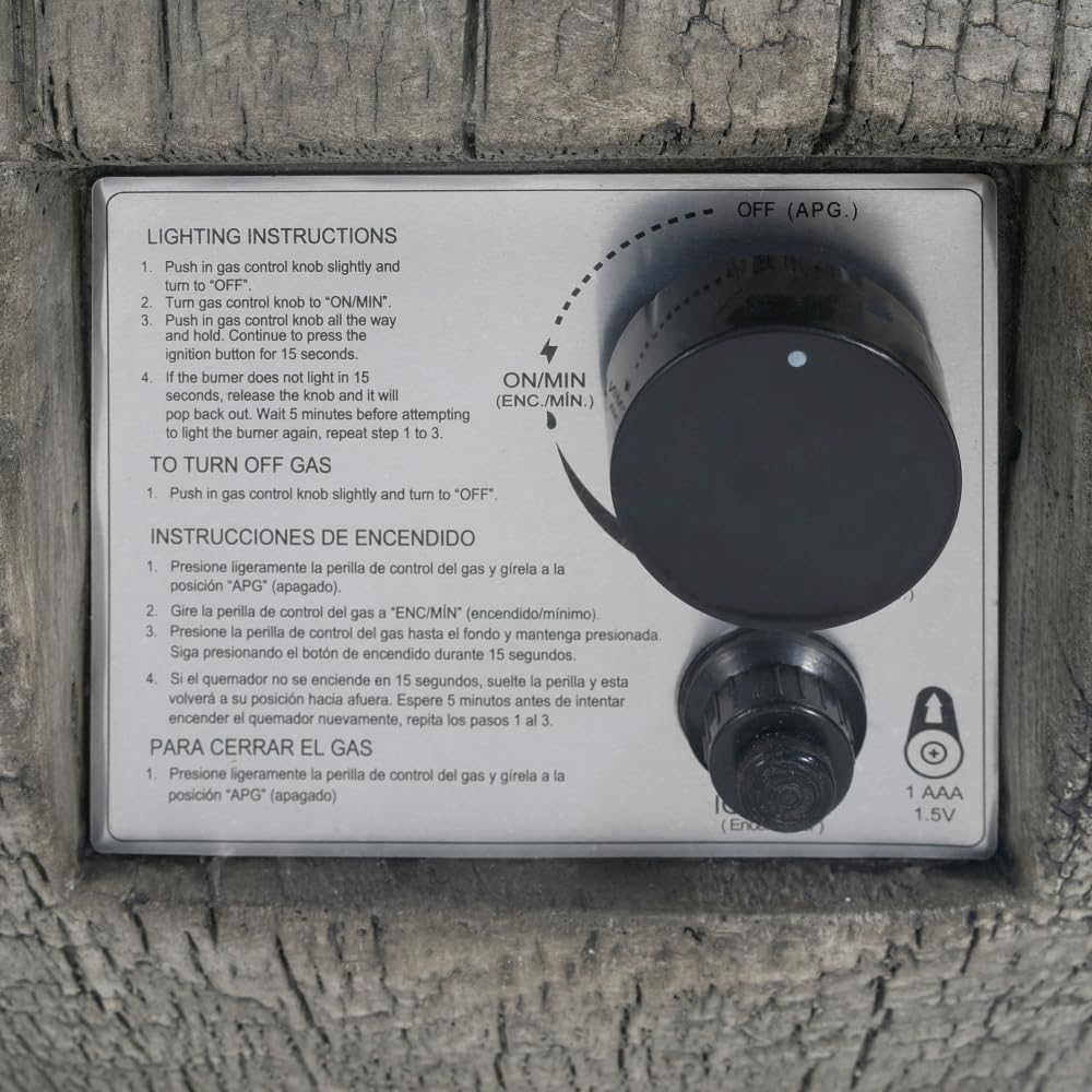 30, 000BTU Patio MGO Propane Fire Pit with Round Shape and Fire Bowl Design, Light Grey, Tank Cover Not Provided