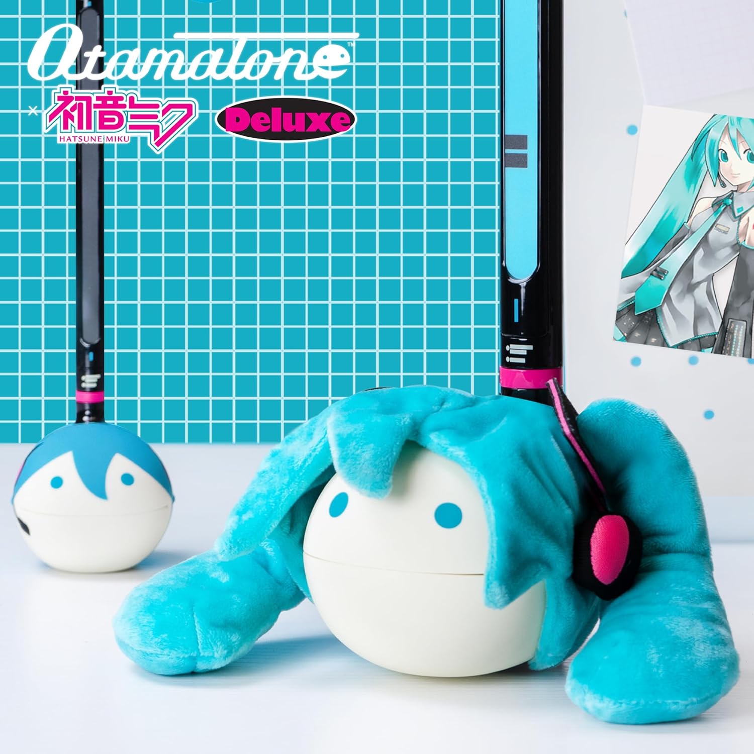Otamatone Deluxe [Hatsune Miku Edition] Electronic Musical Instrument Portable Synthesizer from Japan Maywa Denki [Includes Removable Plush Wig]