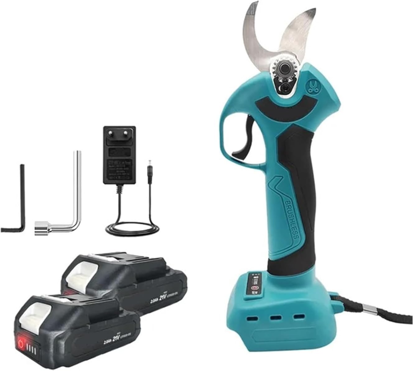 Cordless Pruning Shears Rechargeable Electric Scissors Brushless Garden Pruner Electric Cutter for 18V Battery for Tree Trimming Branch Cutter(2pcs 2ah Battery)