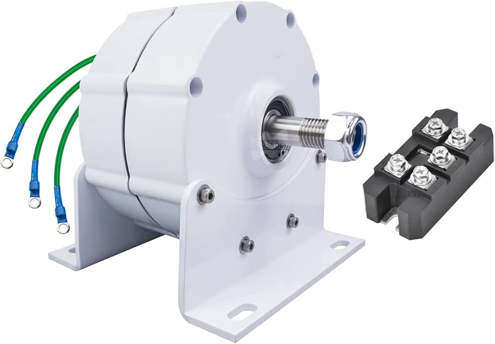 Low Speed 2000W 24V 48V Gearless Permanent Magnet Generator,110V/220V Low Speed AC Alternator Generators with Base Use for Wind Turbine