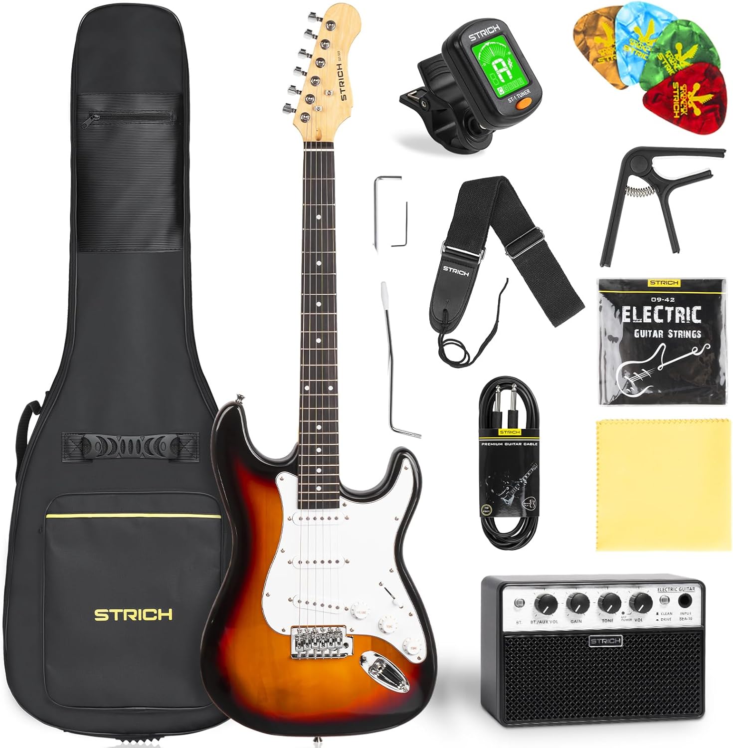 STRICH Electric Guitar Beginner Kit, Solid Body 39
