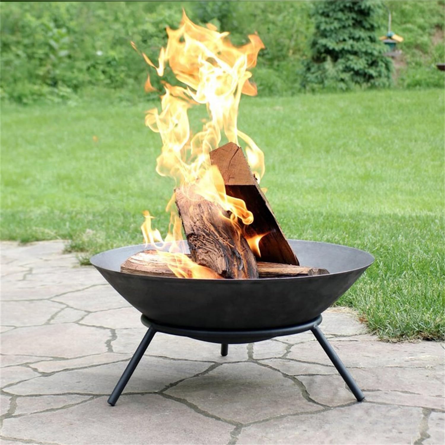 Outdoor Fire Pit with Grill, Firepit Bowl,Heavy Duty Wood Burning Firepit,Bonfire Fire Pit,Firepit Table Metal Outdoor Fireplaces,for Outside,Backyard, Patio,Bonfire,BBQ