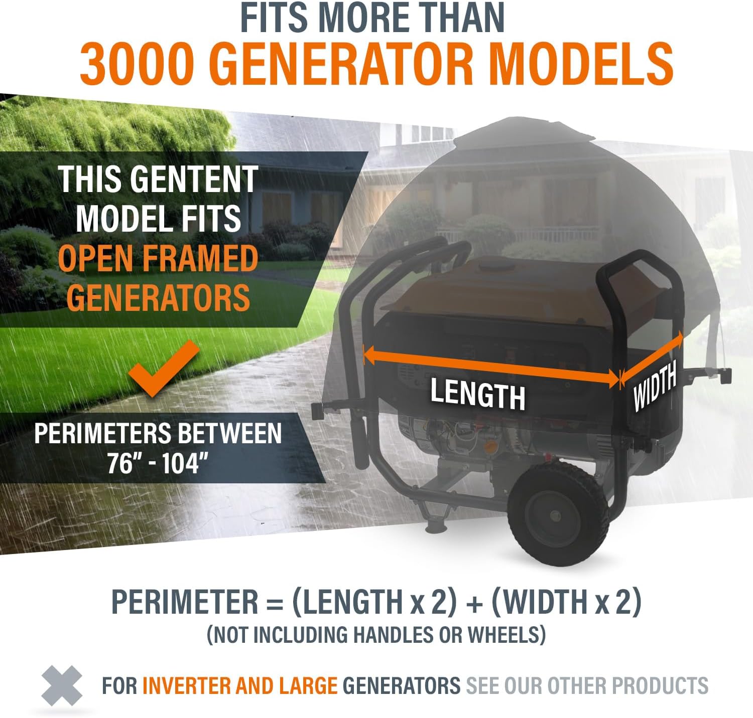 GenTent Generator Running Cover - Universal Kit (Extreme, Black) - for Open Frame Portable Generators