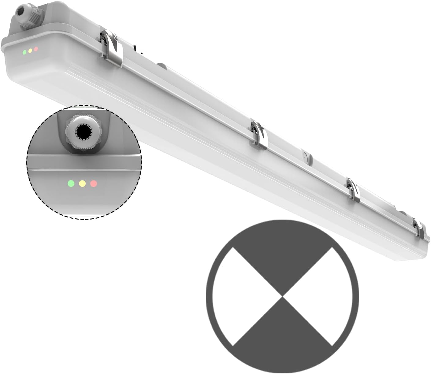 4FT LED Vapor Tight Emergency Light, Battery Backup, IP65 IK08, 20W(2500lm)/40W(5000lm) Selectable, 5000K, 100-277V, Outdoor Waterproof Shop Light, Vapor Proof Lighting Fixture for Carport, FCC Listed