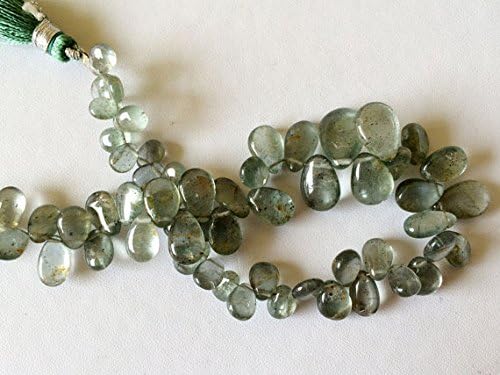 1 Strand Natural Moss Aquamarine Beads, Moss Aqua Plain Pear Beads, Moss Aquamarine Necklace, 4x7mm - 9x14mm Approx., 9 Inch