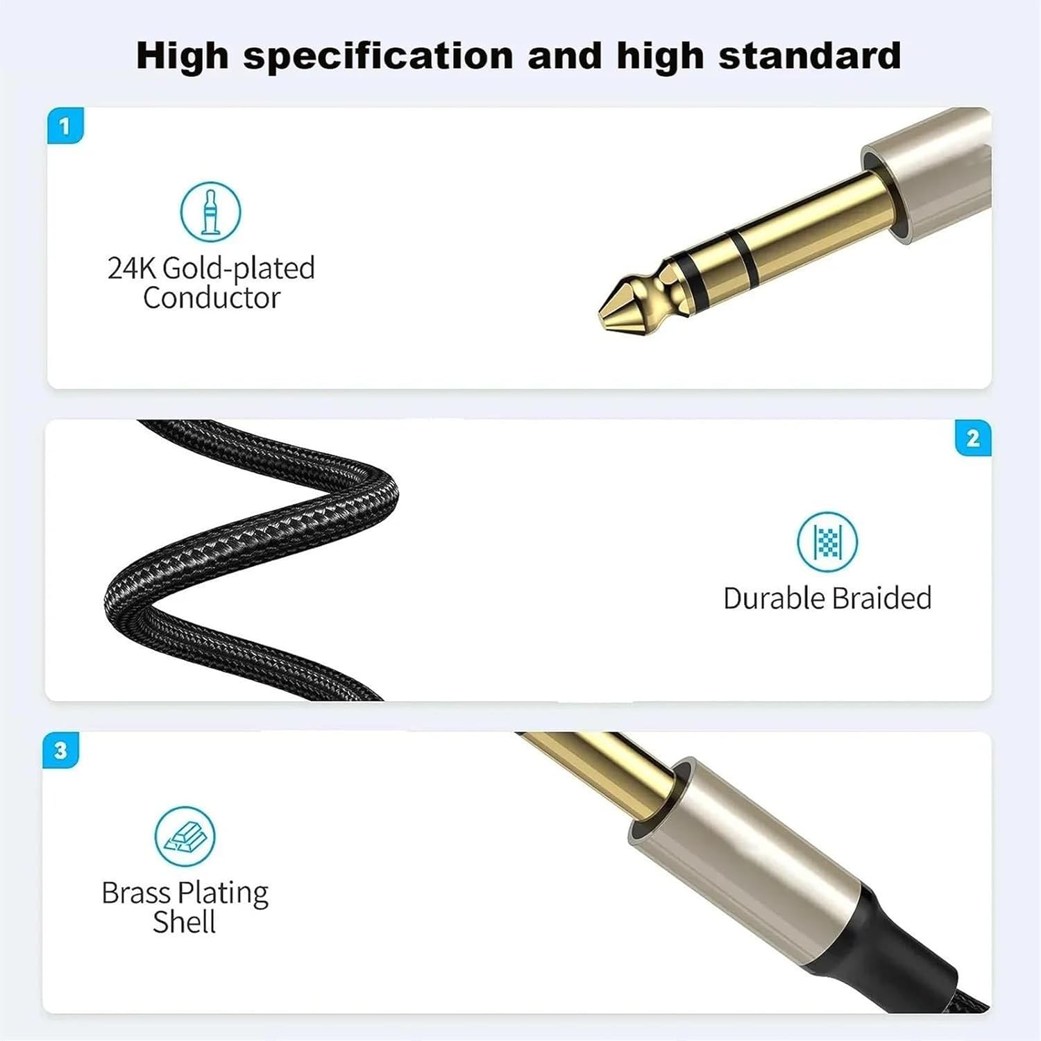 Guitar Audio Cable 6.35mm to 3.5mm Extension Cable 1/4 Male to 1/8 Female Stereo Cable for Guitar Amplifier Keyboard(Pack of 5,2m)