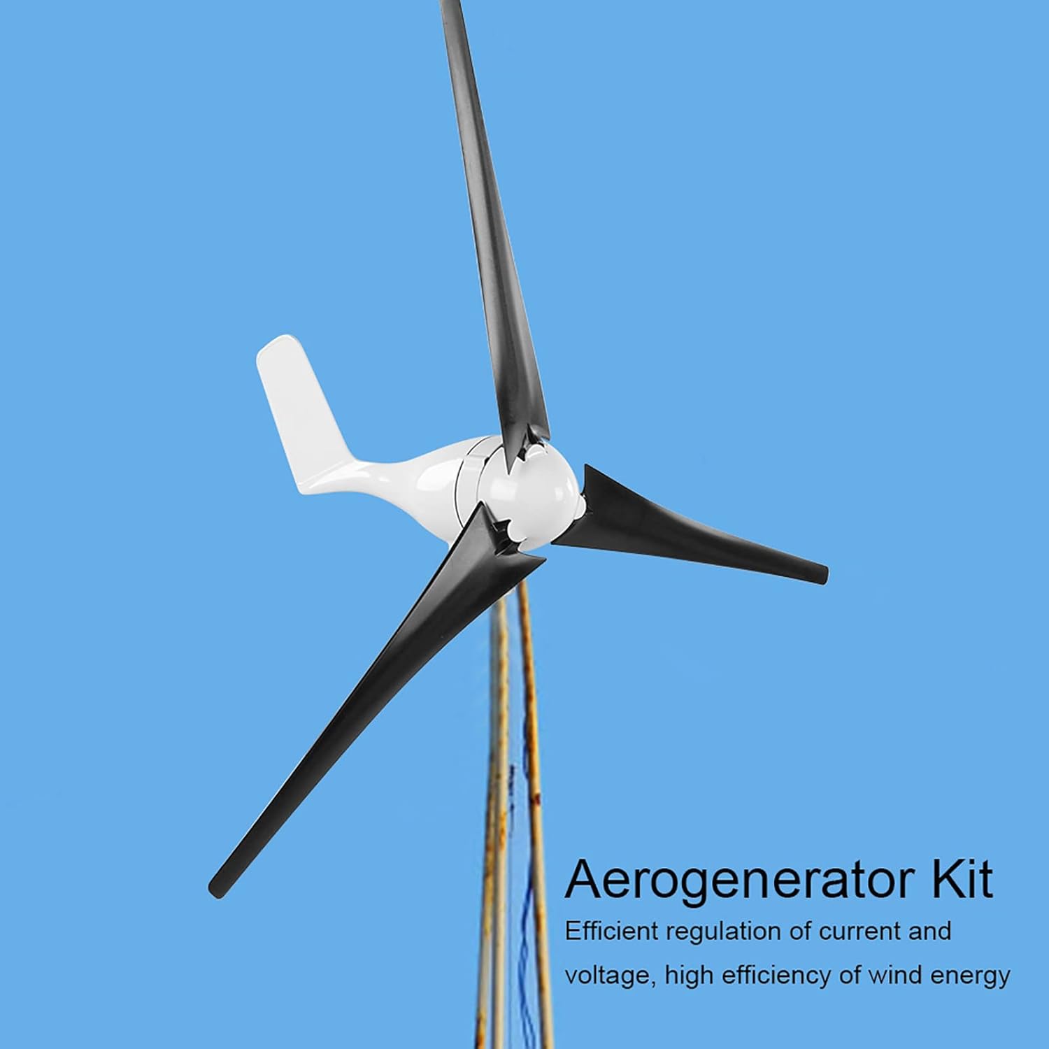 YWBL-WH Wind Turbines Generator, 300W Wind Turbines, Mini Wind Generator Kit with 3 Blades 12m per s, 12/24/48V Aerogenerator with Controller, Power Generators (48V #16)