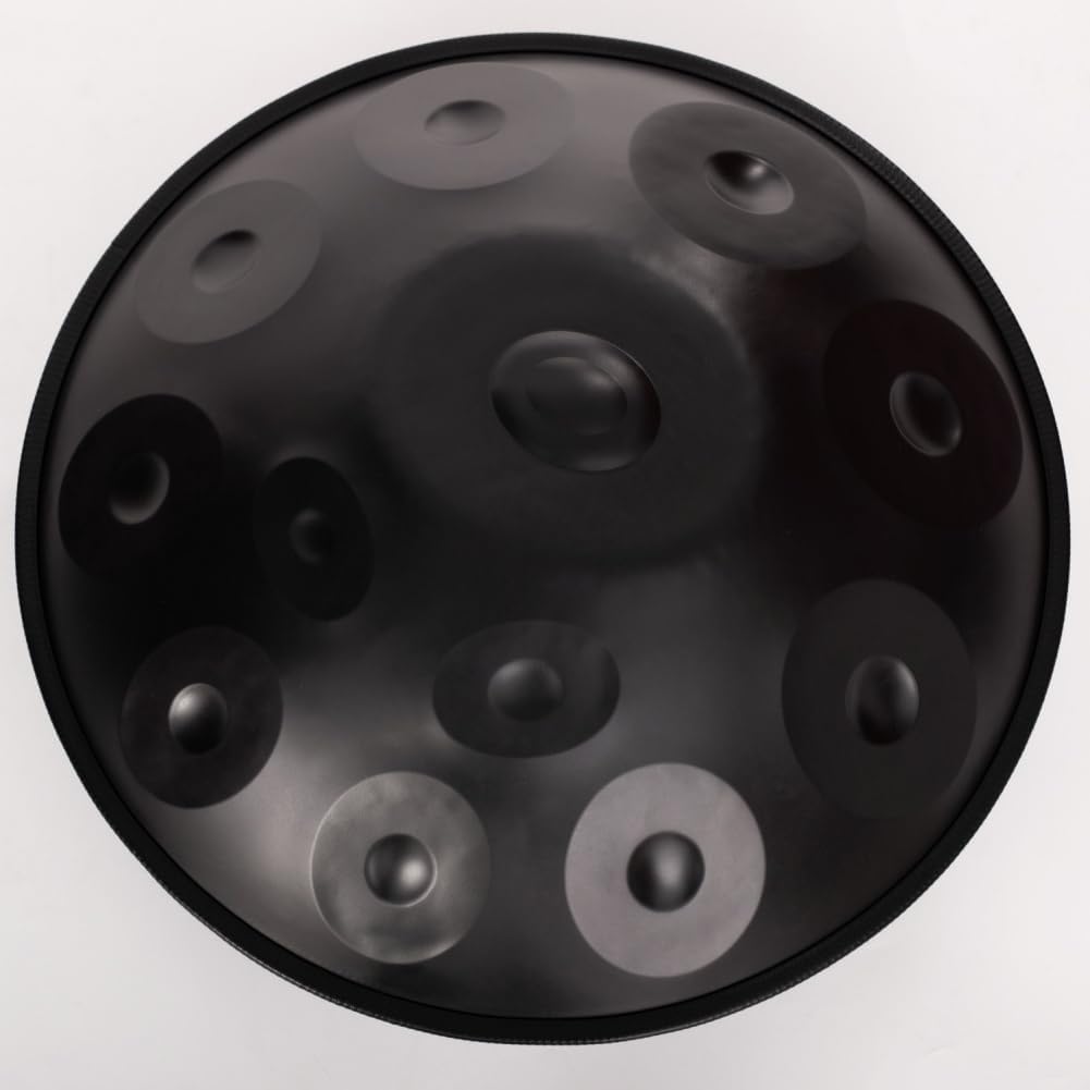 440HZ Steel Drum in 22Inch D Minor 12 Notes Hand Pan Drum Percussion Musical instrument with Soft Hand Pan Bag (12 Notes Black Handpan)