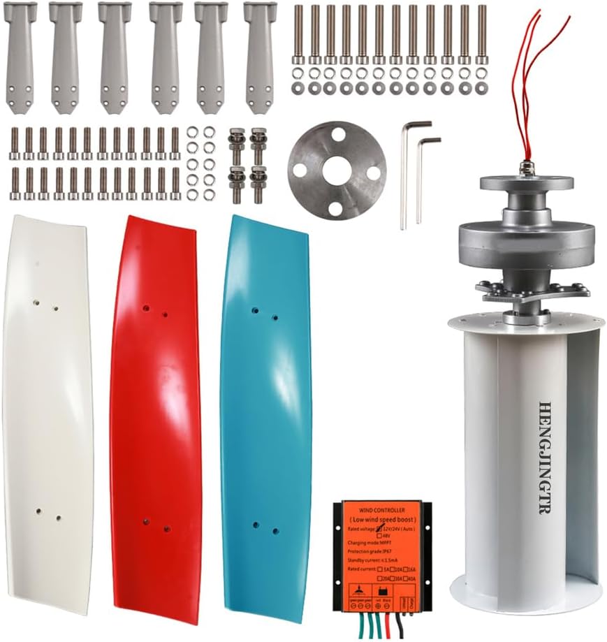 1500W Wind Turbine Generator Kit, 12V-220V Portable Vertical Helix Wind Power Turbine Generator Kit for Hybrid Solar Wind System