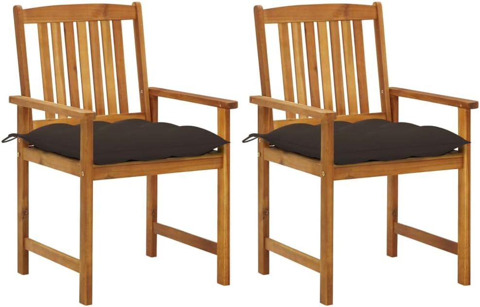 Patio Chair Patio Chairs with Cushions 2 pcs Solid Acacia Wood