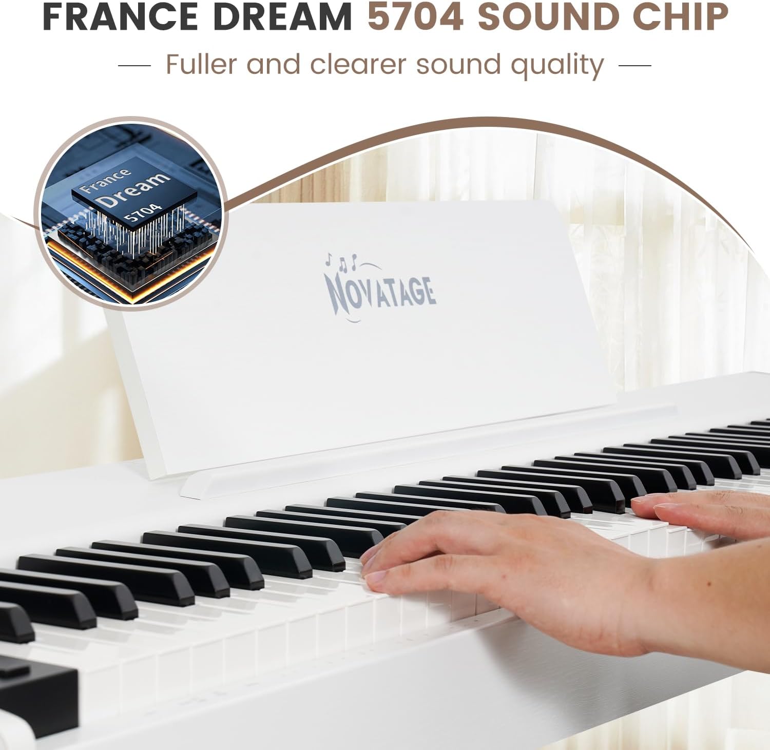 88 Key Full-Weighted Digital Piano, Full Size Electric Piano for Beginners, with U-Stand, 3 Pedal Unit, Adjustable Stool, Headphone, MIDI Functionality (White)