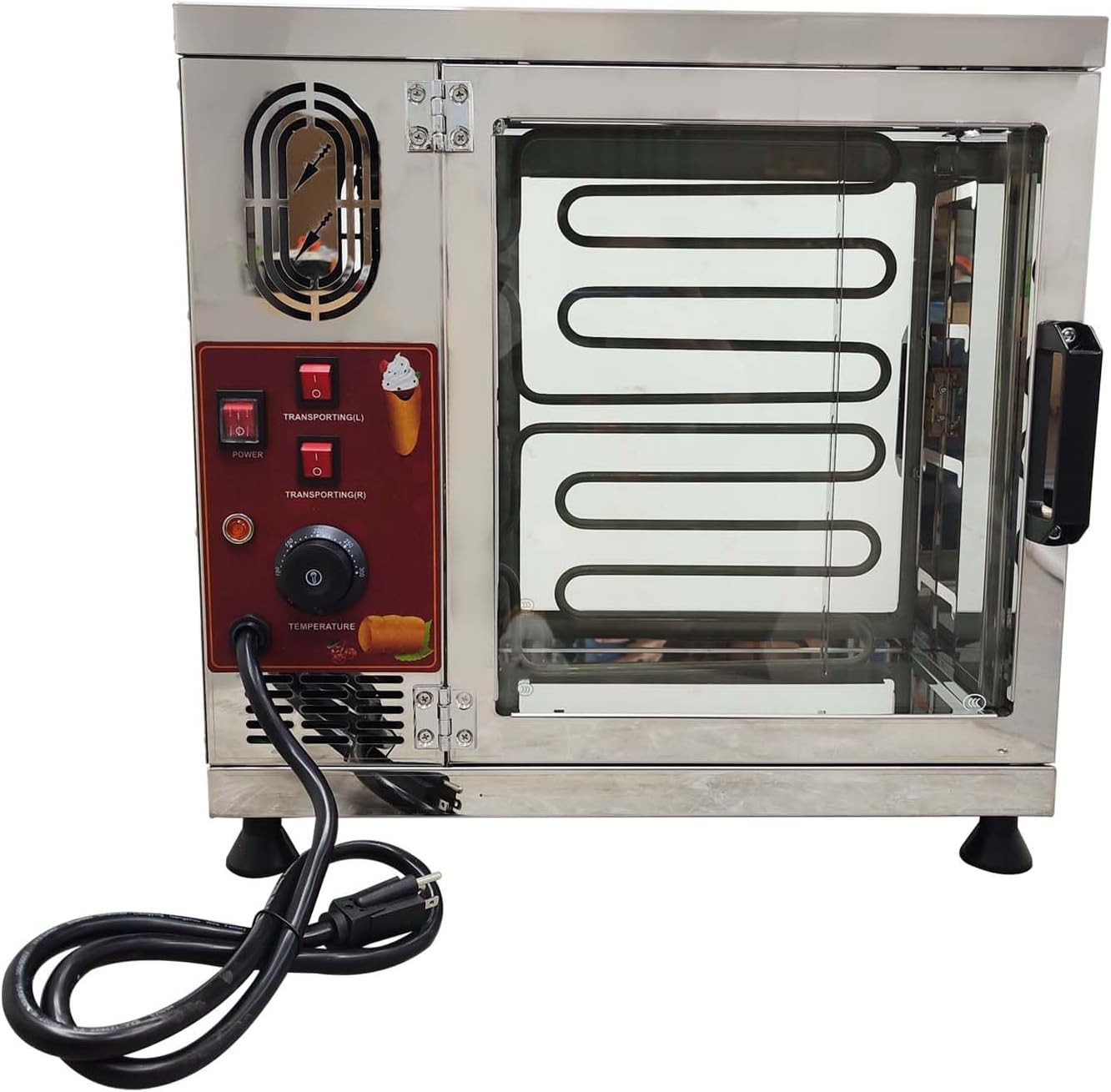 110V 3200W Electric Ice Cream Cone Maker, 60-80 pcs/h Production, Stainless Steel Chimney Cake Machine, 8-Station Baking Oven with 16pcs Roller for Chimney Cake and Bread Rolls