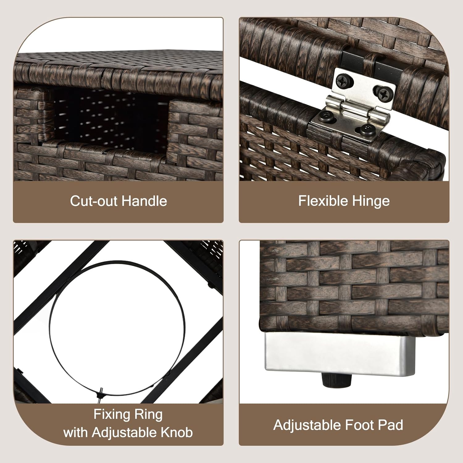 Tangkula Outdoor Propane Tank Cover Table, Patiojoy Wicker Hideaway for Gas Fire Pits, 20 lbs Tank Storage Box, Outdoor Side Table & Holder (Mix Brown)