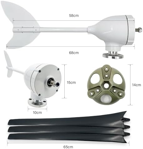 1200W Wind Turbine Generator Kit - 12V/24V/48V Small Wind Turbine with MPPT Controller & 3 Black Blades for Home, Street Lights & Monitoring Systems