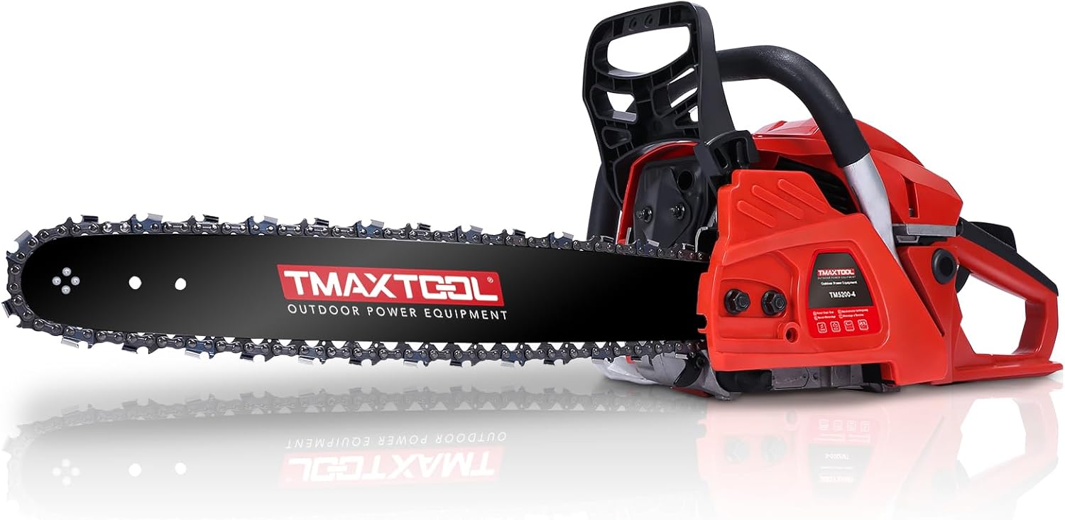 Chainsaw, 3.5HP，62cc Gas Power Chain Saw, 20 Inch Gas Powered Chainsaw, 20 Inch Chainsaws with Automatic Oiler for Wood Cutting and Land Clearing, Red