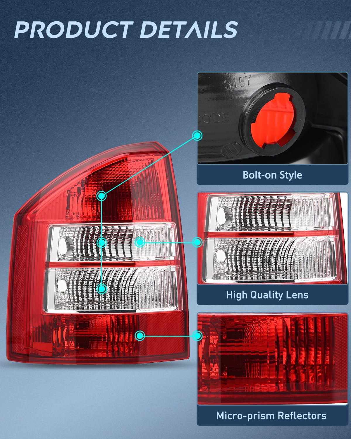Nilight Taillight Assembly Compatible with 2007 2008 2009 2010 Jeep Compass Tail Light OE Style Rear Lamp Replacement Driver and Passenger Side