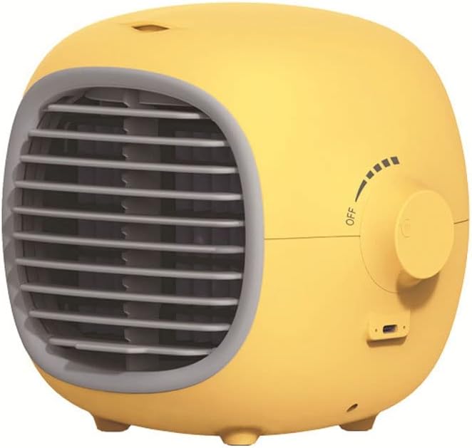 Portable Air Conditioners Fan – Evaporative Air Cooler Cooling Fan with Stepless Speed Regulation, Personal Table Air Conditioners Fan for Bedroom Office Camping (Color : Yellow)