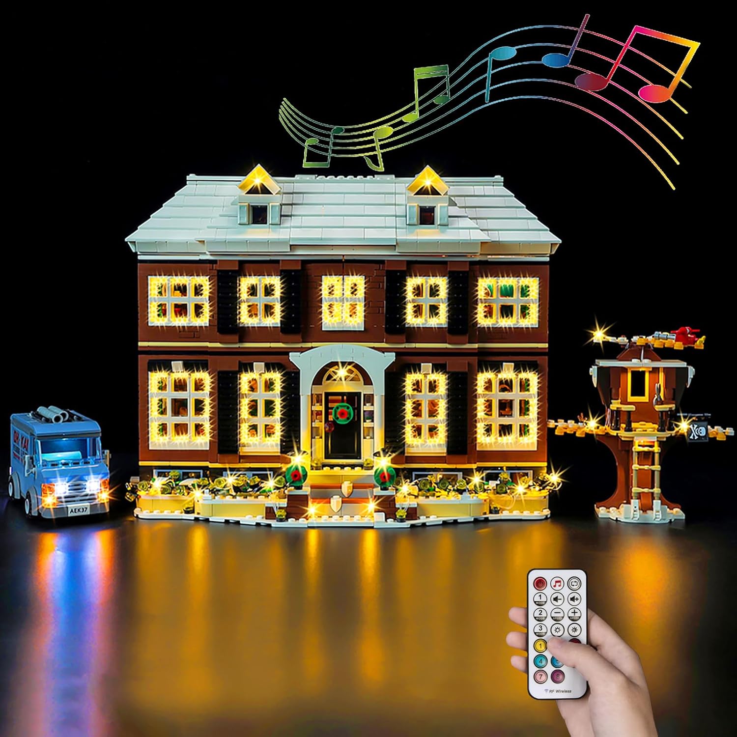 Kyglaring LED Light Kit Compatible with Lego Home Alone 21330 Building Blocks, Upgraded Original Movie Sound & Christmas Window Lights & Remote Control (Lights Only, No Model Set) Ultimate Edition