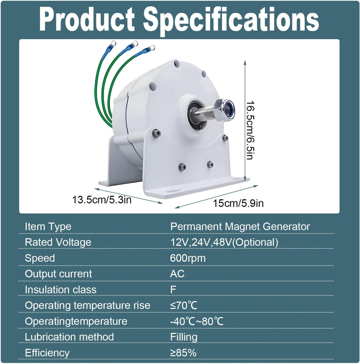 Three Phase Alternator,AC Alternator Water Wind Turbine Generator,Low RPM Permanent Magnet Generator,for Vertical Horizontal Wind Turbine 24V
