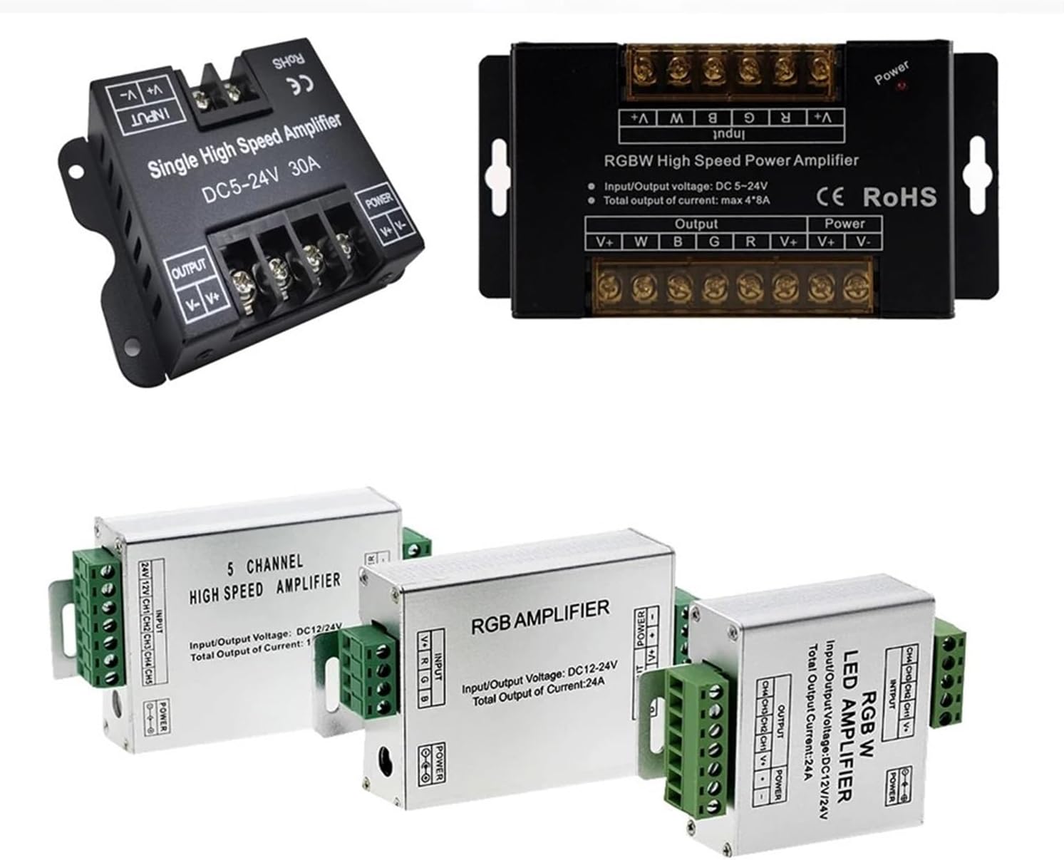 DC5V-24V 24A 30A 32A LED RGBCCT/RGBW/RGB Amplifier for Strip Power Repeater Light Controller(RGBW 32A)