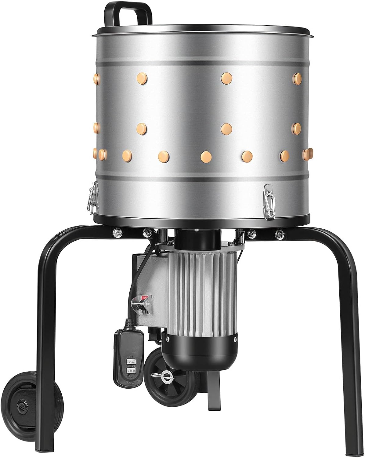 VEVOR Chicken Plucker Machine, 15.7 in Drum, 550W & 275RPM Electric Chicken Plucking Machine with 114 Soft Fingers & Transport Wheels, Stainless Steel Feather Remover for Processing 1-2 Chicks Once