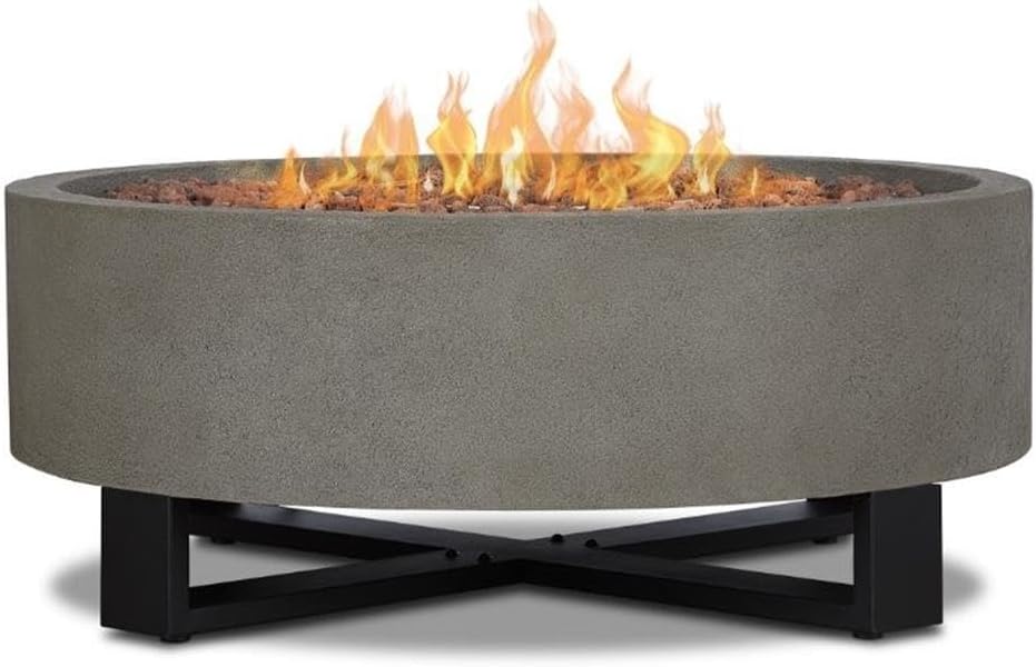 Home Square 2-Piece Set with Propane Fire Bowl for Outdoors and Fire Glass
