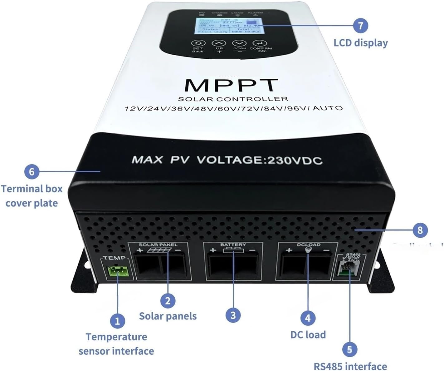 12V 24V 48V 60V 72V 96V MPPT Solar Charge Controller PV Regulator 230VDC for Lifepo4 Lithium(100A)