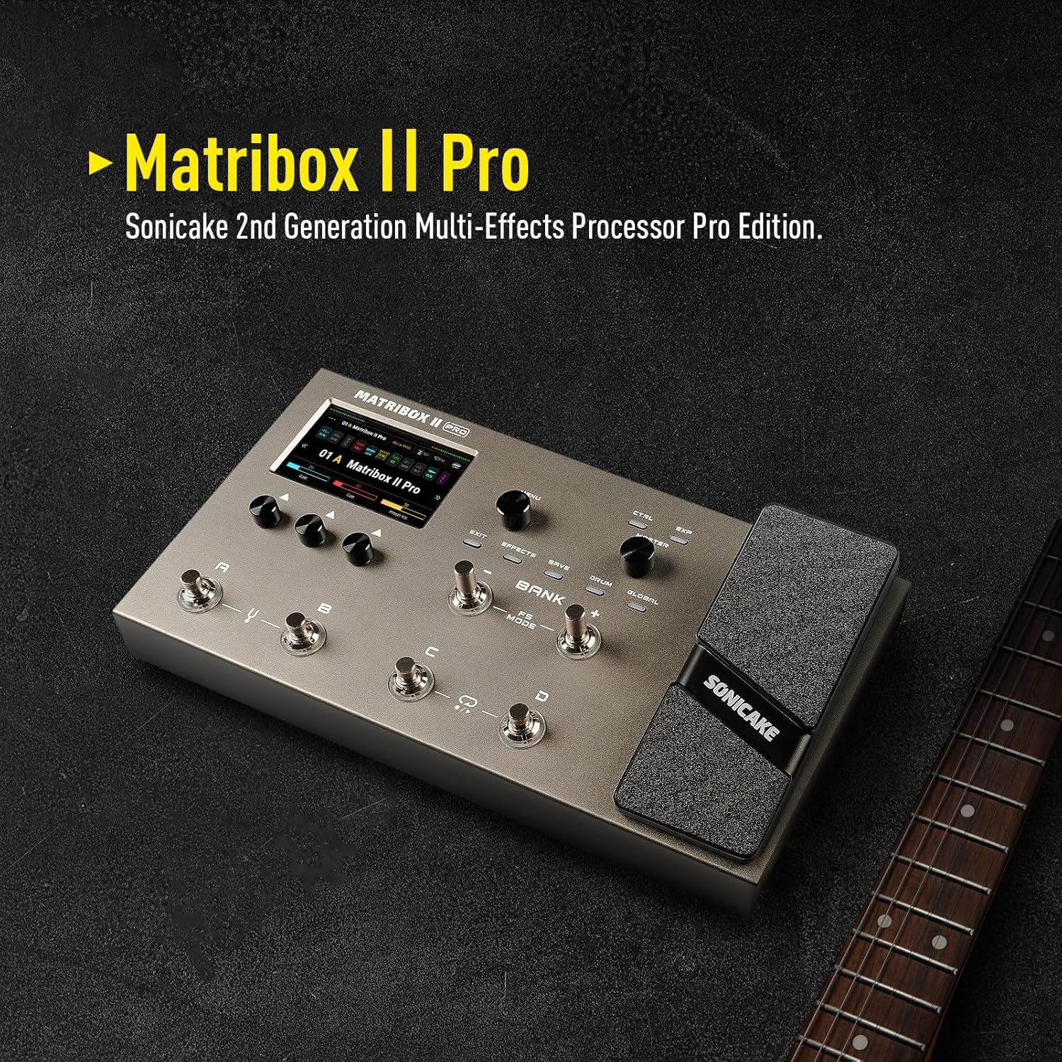 SONICAKE Matribox II Pro - Multi Effects Guitar Pedal with Expression, 240+ Built-in Guitar Effects, Amp Modeling, IR Cabinet Simulation, FX Loop, MIDI Stereo OTG USB Audio Interface Color TouchScreen