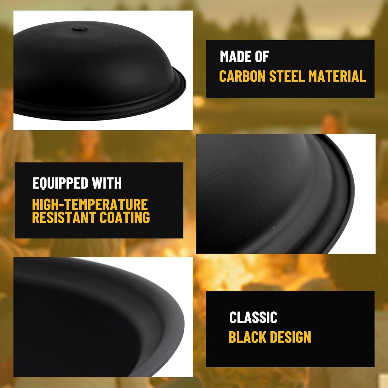 Maxdot 2 Pcs 23 Inch Outdoor Fire Pit Bowl Replacement Insert, Carbon Steel Wood Burning Fire Bowl Fits Existing Stand or Custom Firepit for Outside Backyard, Porch, Deck, Camping, BBQ Gatherings