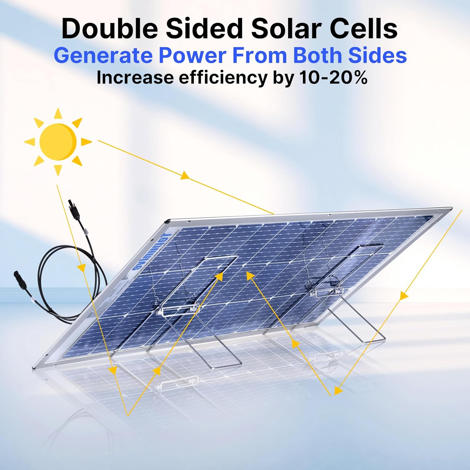 Bifacial 100W 12V Solar Panel 9BB Monocrystalline Cell 12 Volt for Marine RV Trailer Boat Cabin Van Car Uneven Surfaces 12V Battery Charge