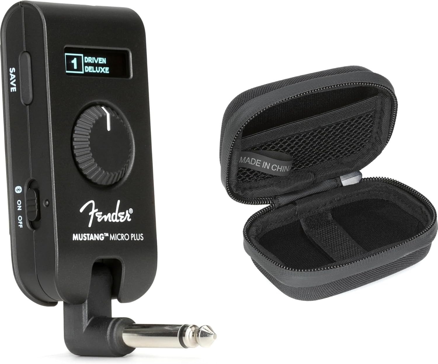 Fender Mustang Micro Plus Headphone Guitar Amplifier with Protective Carrying Case, Compact and Portable Practice Amp for Electric Guitars, Rechargeable, Bluetooth Audio Playback, Ideal for Musicians