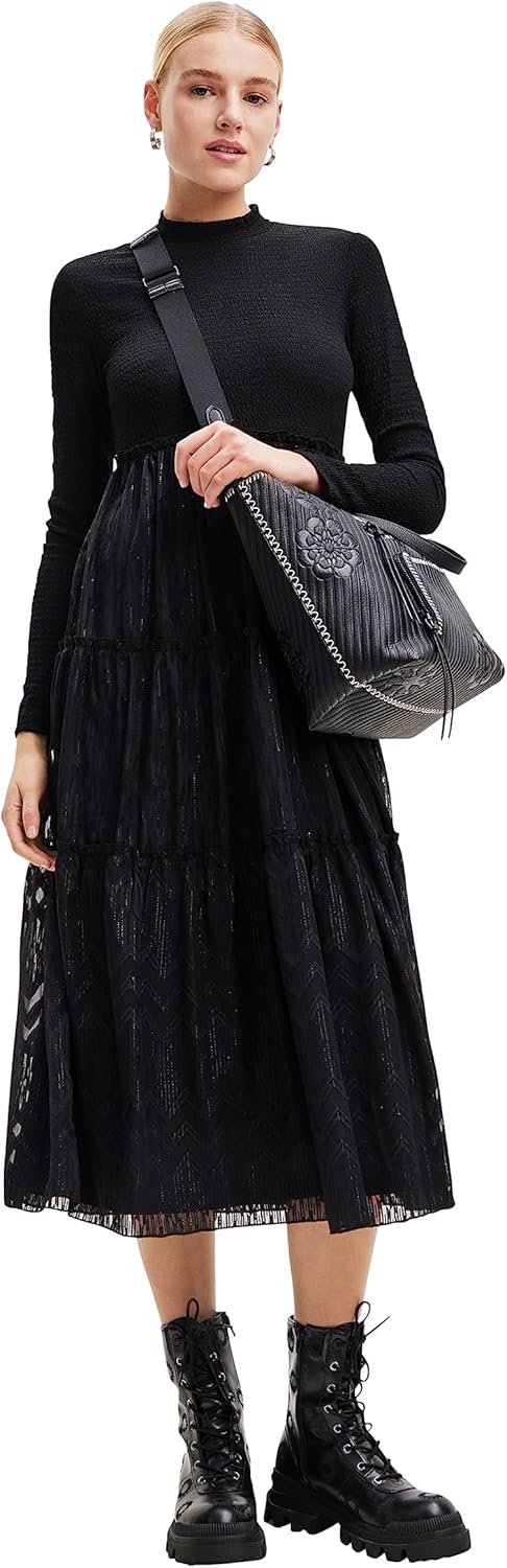 Desigual Women's Vestido Midi Combinado