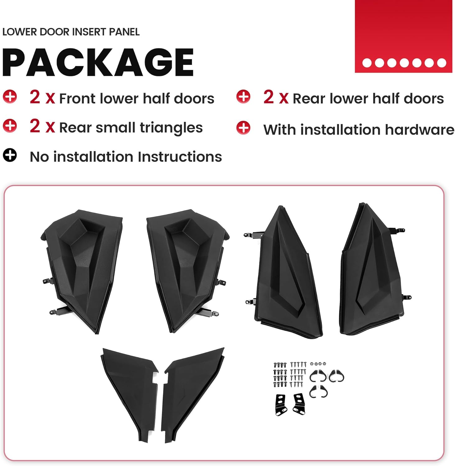 HECASA Lower Door Insert Panel Compatible with 2014-2023 Polaris RZR XP 4 900 XP 4 1000 XP4 Turbo EPS S S4 Replacement for 2879942 Door Accessories 4 Seat Heavy Duty