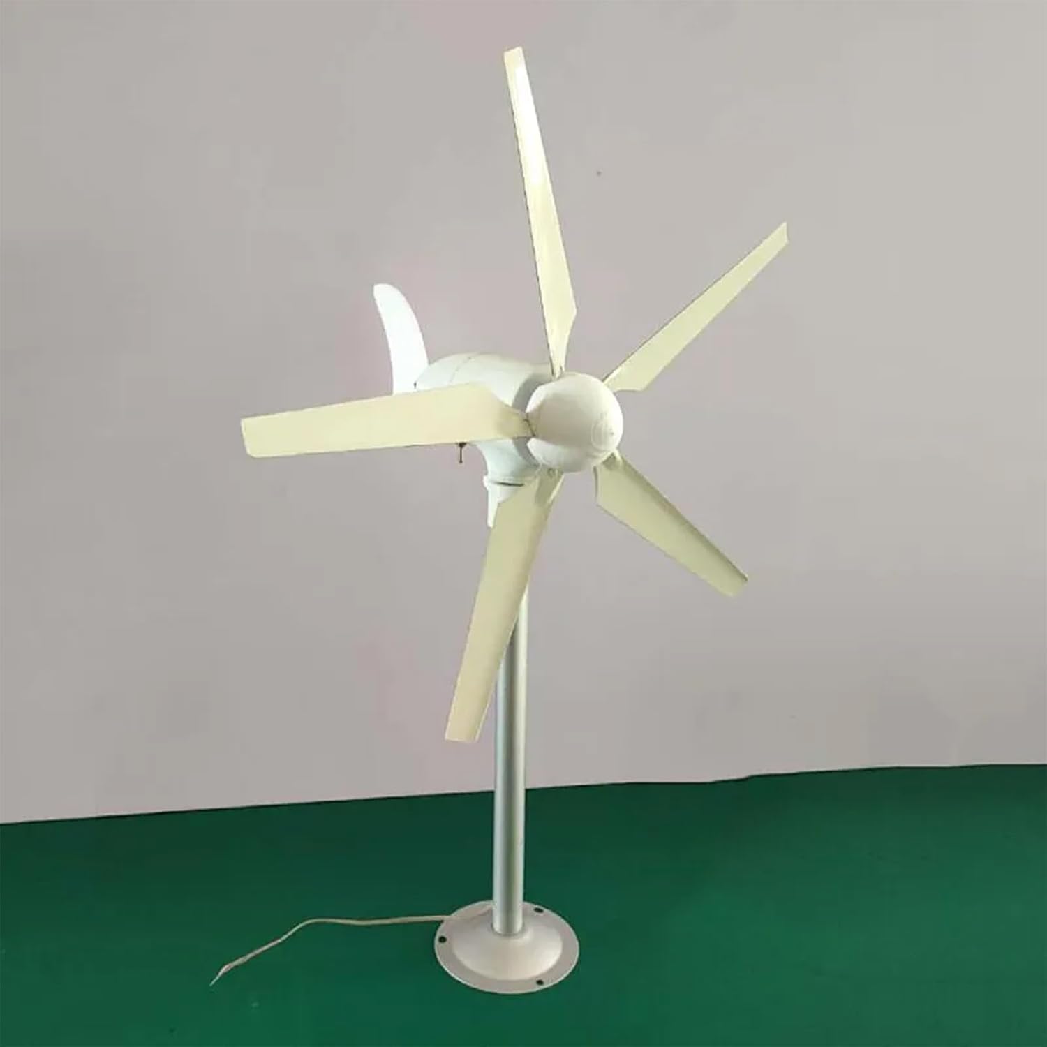 DIY 5-Blade Micro Wind Turbine Three-Phase Permanent Magnet Brushless Wind Turbine Model DIY Windmill White Outdoor