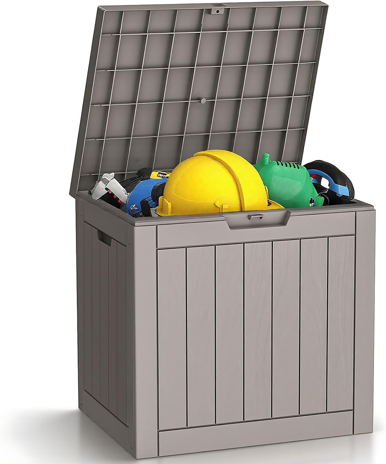 31 Gallon Outdoor Storage Box - Waterproof Resin Deck Box for Indoor & Outdoor Use, Lockable & UV Resistant Storage Bin for Package Delivery, Patio Cushions, Gardening Tools - Grey