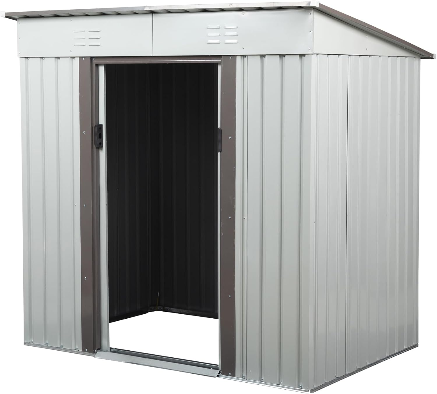 4 x 6 Ft Outdoor Storage Shed, Patio Steel Metal Shed w/Lockable Sliding Doors, Vents, House for Backyard Garden Patio Lawn
